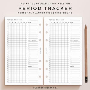 PERSONAL SIZE // Period Tracker Printable Planner Insert / Fertility Ovulation Planner / Menstrual Cycle Log / Period Tracking Planner