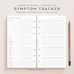 PERSONAL SIZE // Symptom Tracker Printable Planner Insert, Chronic Illness Symptom Frequency & Severity Log, Wellness Medical Health Planner