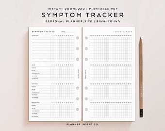 PERSONAL SIZE // Symptom Tracker Printable Planner Insert, Chronic Illness Symptom Frequency & Severity Log, Wellness Medical Health Planner