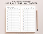 PERSONAL SIZE // 365 Day Spending Tracker Planner Insert Printable, Expenses Tracker, Payments Bills Log, Budget & Finance Journal, Minimal