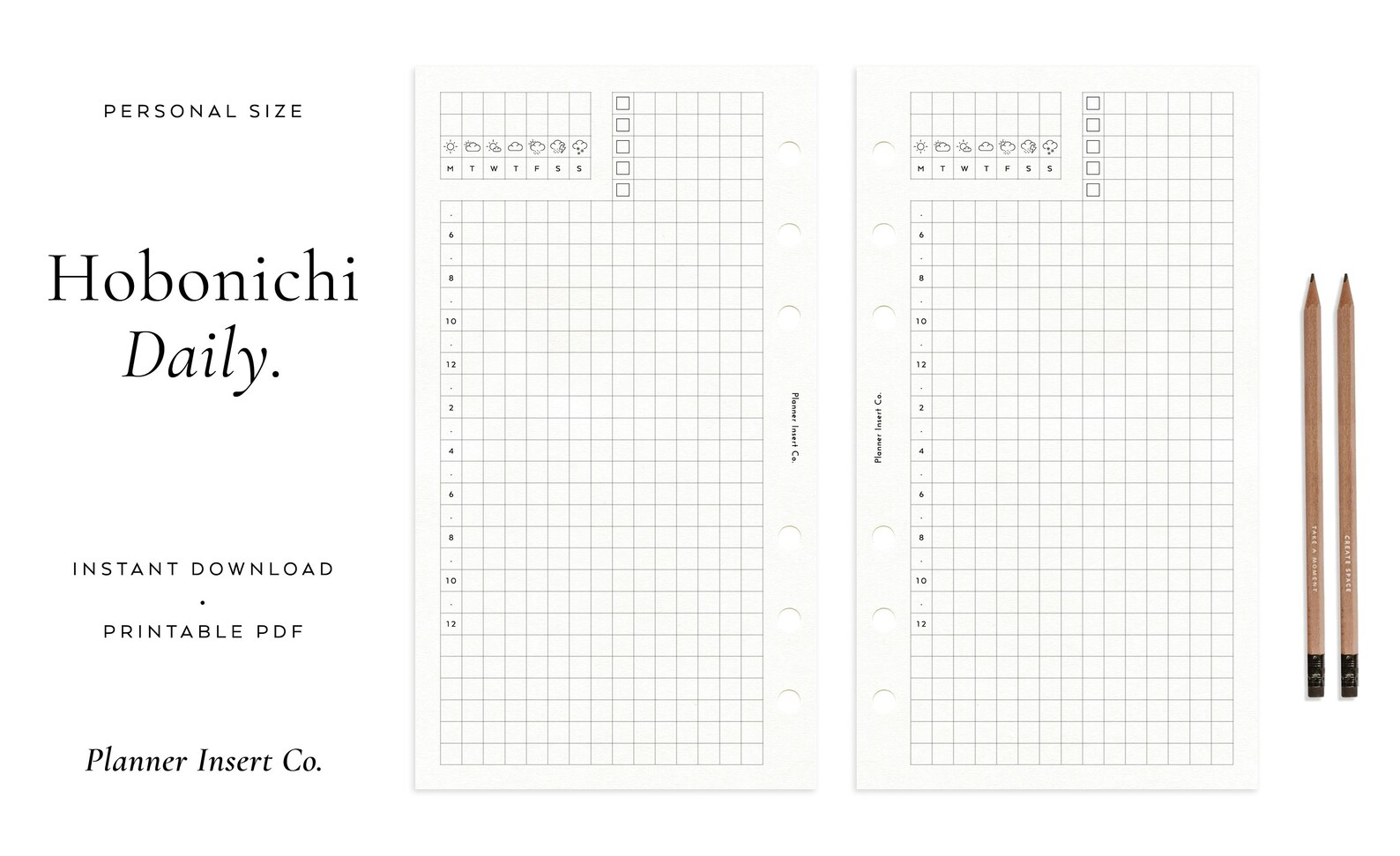 PERSONAL SIZE // Hobonichi Daily Planner Insert Printable / - Etsy