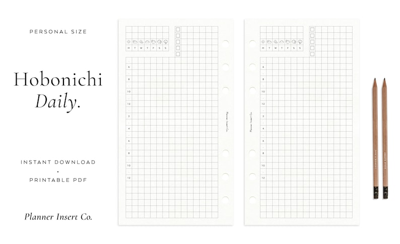 PERSONAL SIZE // Hobonichi Daily Planner Insert Printable / - Etsy