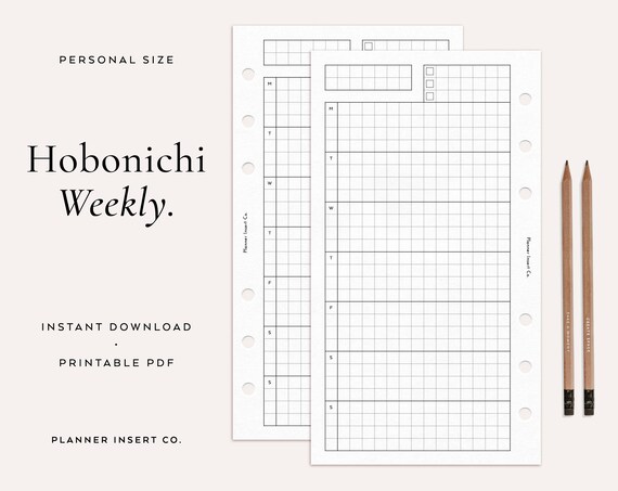 PERSONAL SIZE // Hobonichi Weekly Planner Insert Printable / - Etsy