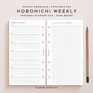 DIMENSIONI PERSONALI // Inserto per pianificatore settimanale Hobonichi Weeks stampabile, pianificatore settimanale non datato, inserto settimanale, programma settimanale, minimo, griglia