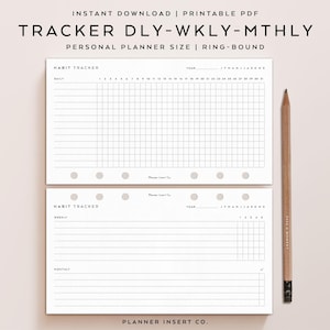 PERSÖNLICHE GRÖSSE // Täglich Wöchentlich Monatlich Habit Tracker Planereinlage Druckbar / Täglich Wöchentlich Monatlich Routine Checkliste / Monatlicher Ziel-Tracker