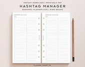 PERSONAL SIZE // Hashtag Tracker Printable Planner Insert, Social Media Reach Tags Organizer, Hashtag Research, Marketing Trending Tags