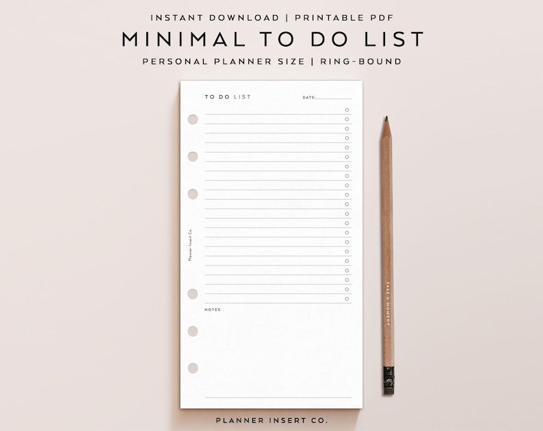 PERSONAL SIZE // to Do List Printable Planner Insert / Personal Rings ...