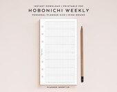 PERSONAL SIZE // Hobonichi Weeks Weekly Printable Planner Insert, Undated Week Planner, Weekly Insert, Minimal, Grid, Weekly Plan Schedule