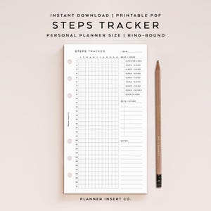 PERSONAL SIZE // Steps Tracker Planer Insert Printable, Walking Tracker Log, Gesundheits- & Fitnessplaner, Tägliches Workout Journal