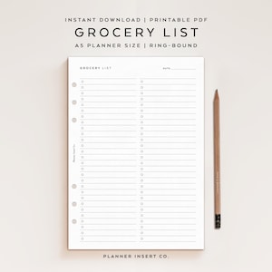 A5 PLANERARE STORLEK // Inköpslista Utskrivbar Planner Insats, Inköpslista Planner, Matinköpslista, Måltidsförberedelseplanerare, Kost Hälsa Fitness bild 1