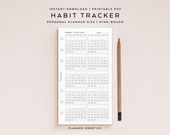 PERSONAL SIZE // Monthly Habits Tracker Printable Planner Insert  / Routine Tracker Checklist / 30 Day Habit Challenge / Goals Habit Tracker