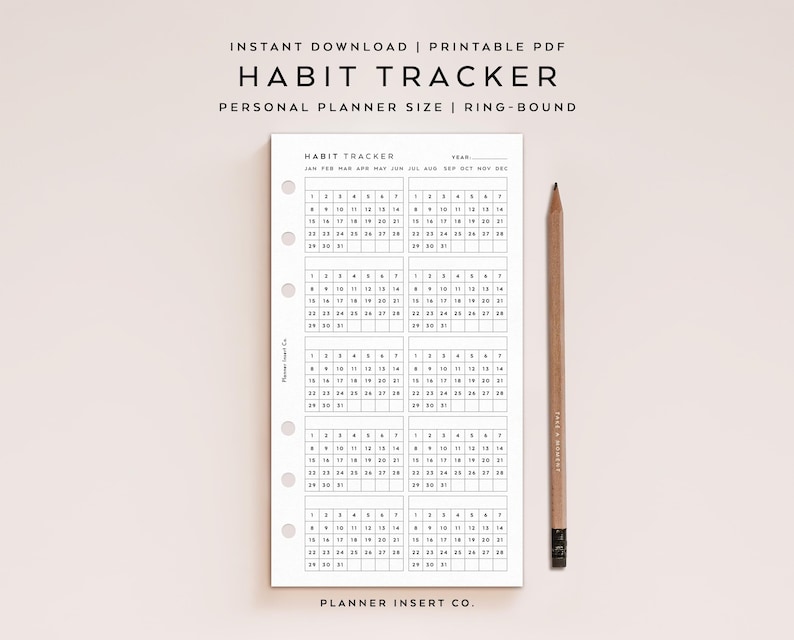 PERSOONLIJKE GROOTTE // Afdrukbare planner voor maandelijkse gewoonten-tracker / Checklist routine-tracker / 30 dagen gewoonte-uitdaging / doelen gewoonte-tracker afbeelding 1