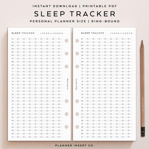 PERSOONLIJKE GROOTTE / Slaaptracker planner afdrukbaar invoegen, slaapplanner, slaapgrafiek, slaapgewoonte, maandelijks slaaplogboek, minimaal