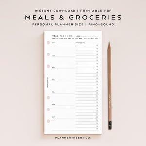 TAILLE PERSONNELLE/Planificateur de repas hebdomadaire et liste de courses/Planificateur de menus hebdomadaire/Préparation de repas/Liste de courses/Santé/Remise en forme