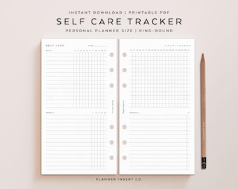 PERSONAL SIZE // Self Care Tracker Printable Planner Insert, Daily Weekly Monthly Self Care Journal Checklist, Routine Log, Wellness Planner