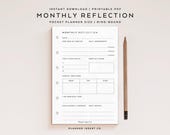 POCKET SIZE // Monthly Reflection Printable Planner Insert, Self Care Habits, Mindfulness Journal, Wellness, Gratitude, Pocket Rings Planner