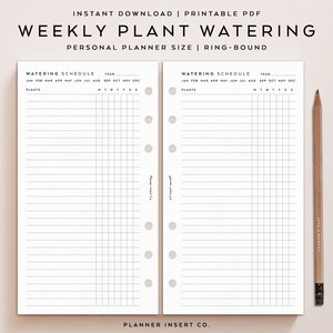 PERSOONLIJKE GROOTTE//wekelijkse plant drenken tracker afdrukbare planner invoegen/irrigatieschema logboek/kamerplantenverzorging/tuinplanner minimaal