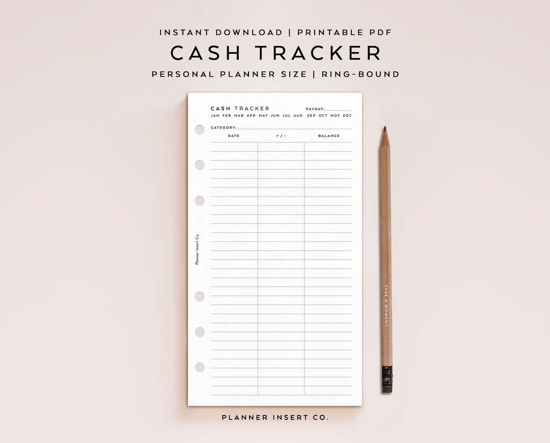 PERSONAL SIZE // Cash Tracker Printable Planner Inserts, Cash Envelopes ...