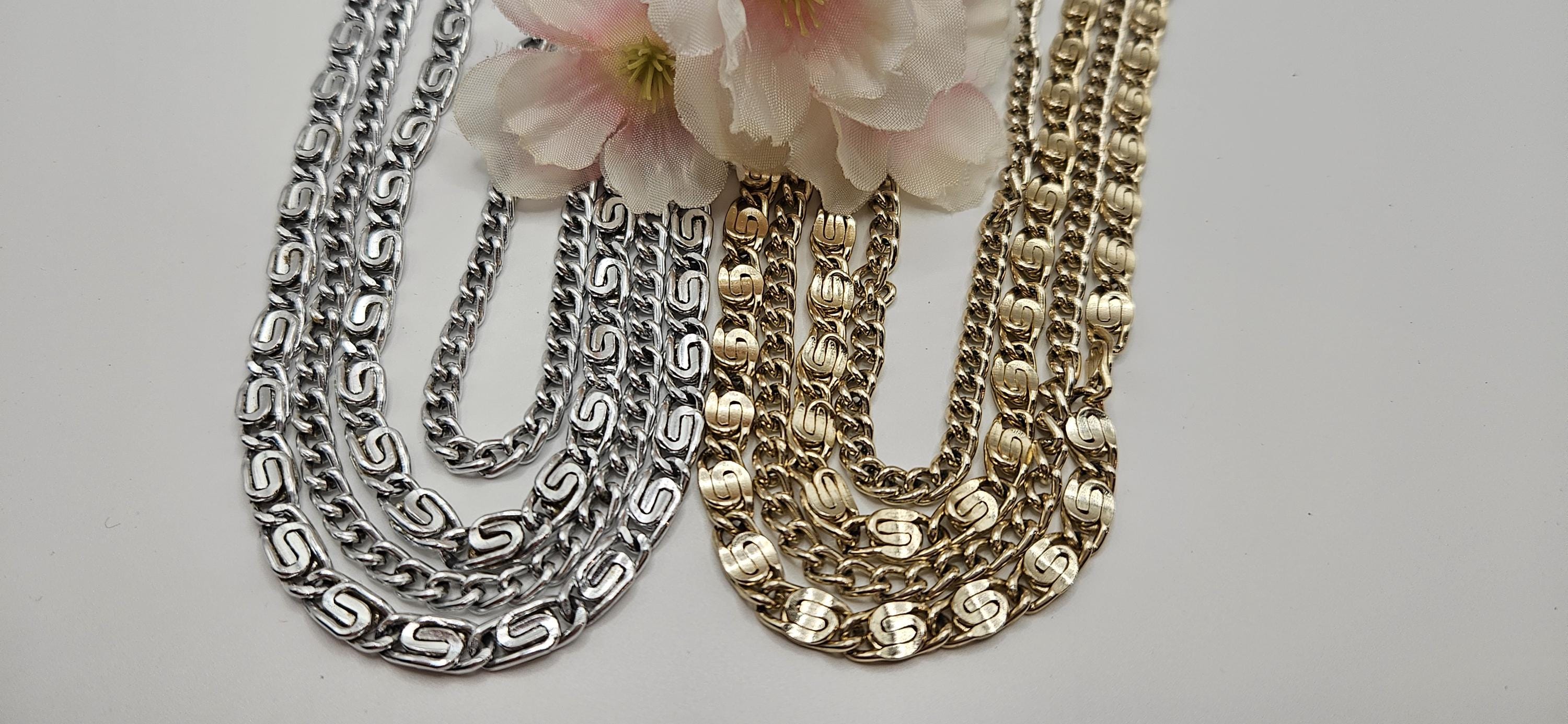 Set of 2 Sarah Coventry 4 strand chain Necklaces- 1 gold 1 silver