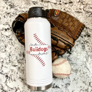 32oz Printed Water Bottle With Straw, Personalized Insulated Water Bottle, Baseball Water Bottle, Custom Water Bottle, Softball Water Bottle