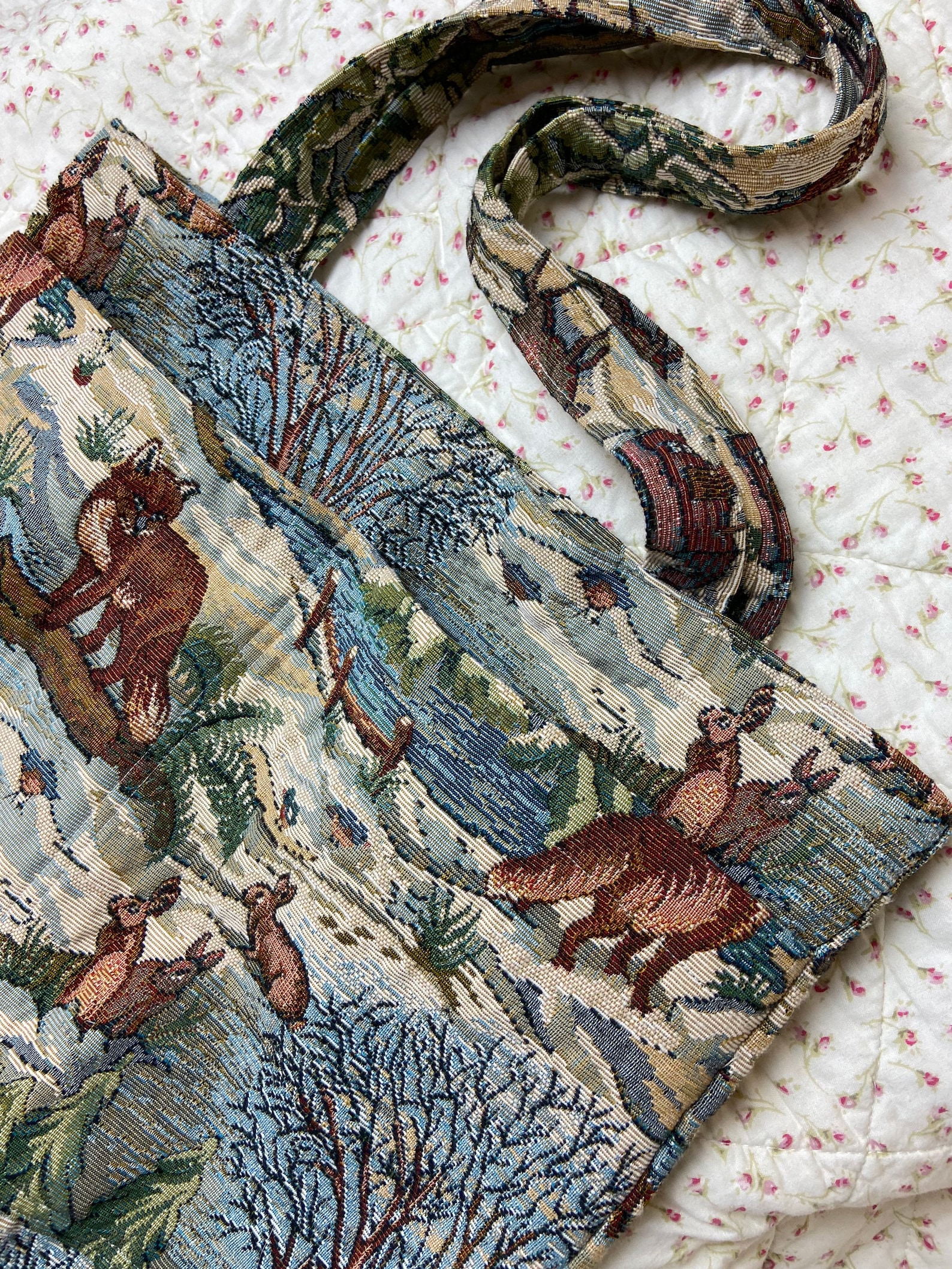 Tapestry Tote Bag Animals Nature Fox Rabbit Deer Etsy