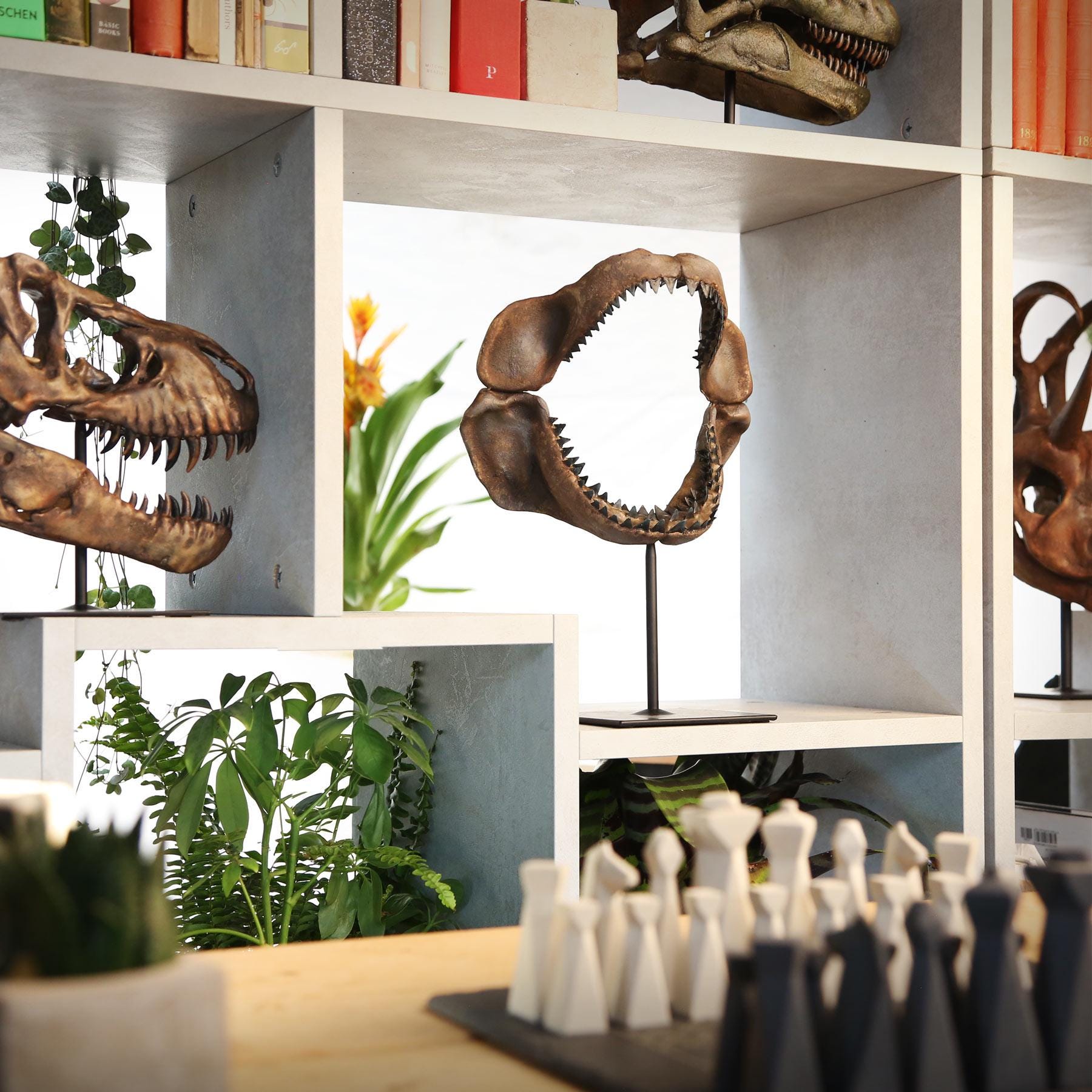 Large Hand-painted Megalodon Shark Jaw Replica Sculpture - Museum