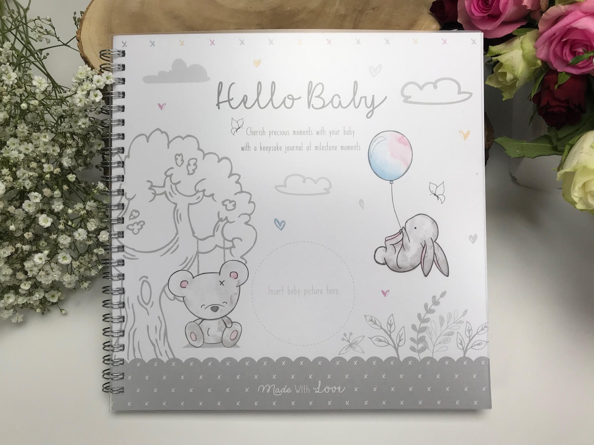 Baby Record Book Personalised Hello Baby My First Year Etsy UK