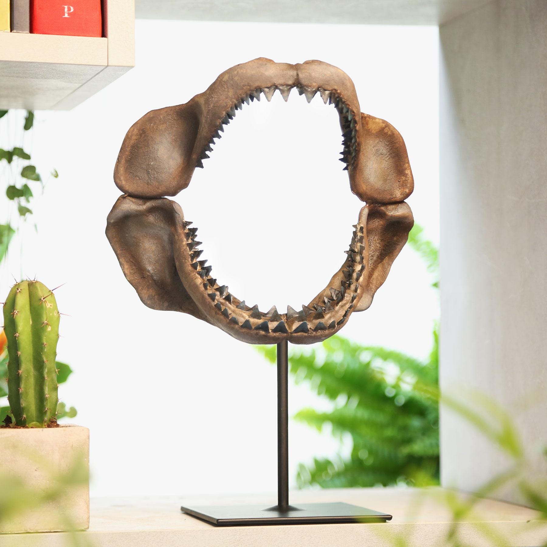 Large Hand-painted Megalodon Shark Jaw Replica Sculpture - Museum
