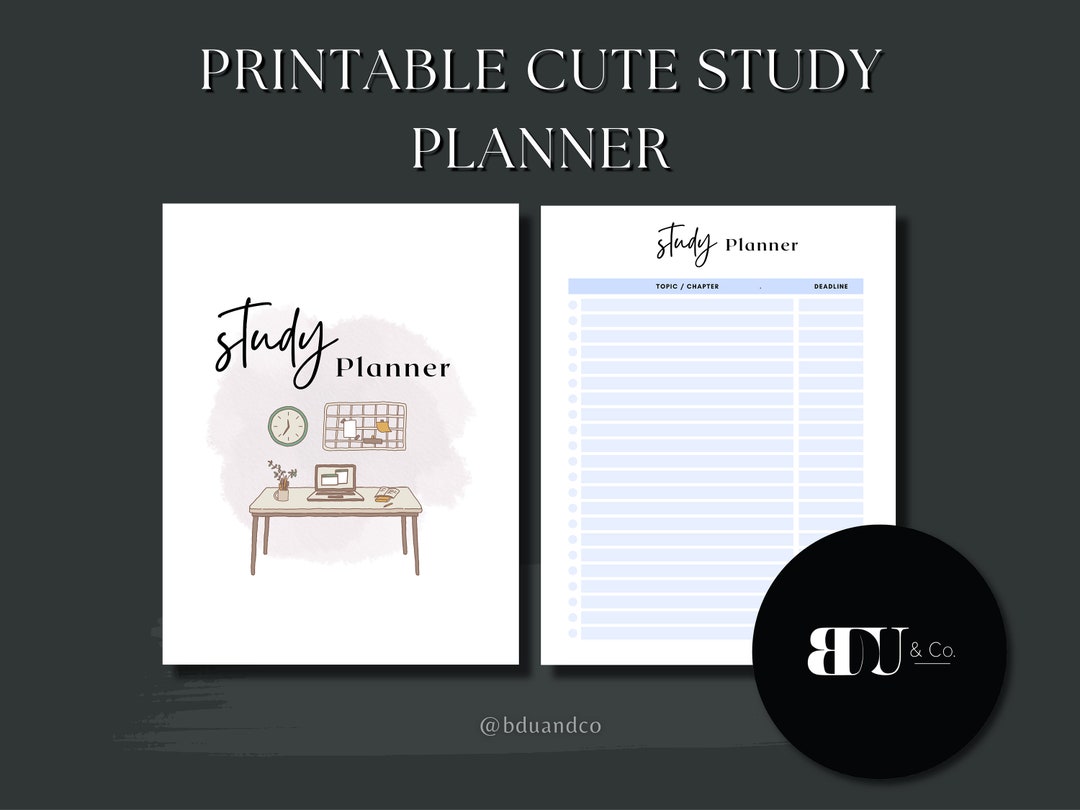 Cute Study Planner Printable Template PDF - Etsy