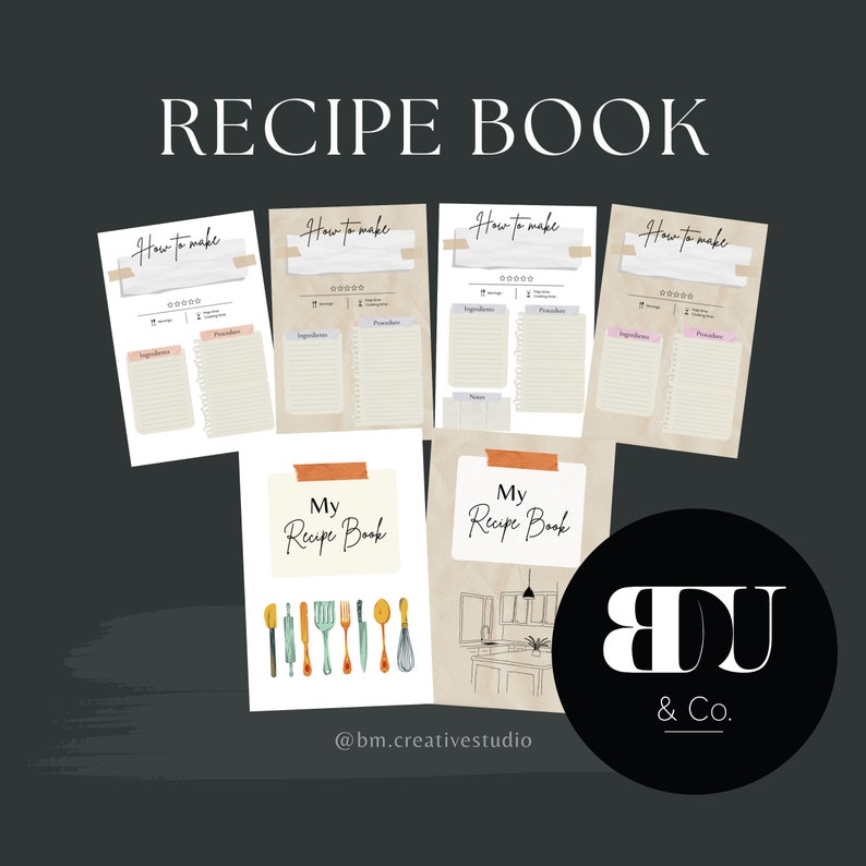 Recipe Book / Printable Template - Etsy