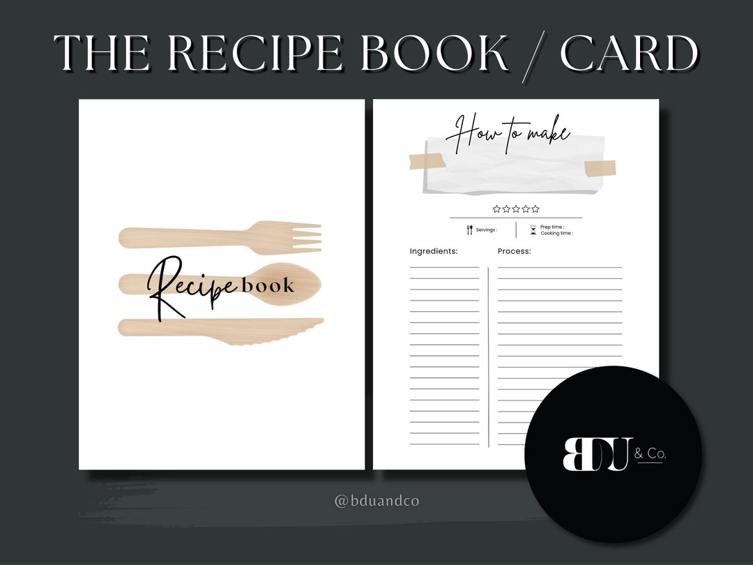 The Recipe Book / Card Printable Template Etsy