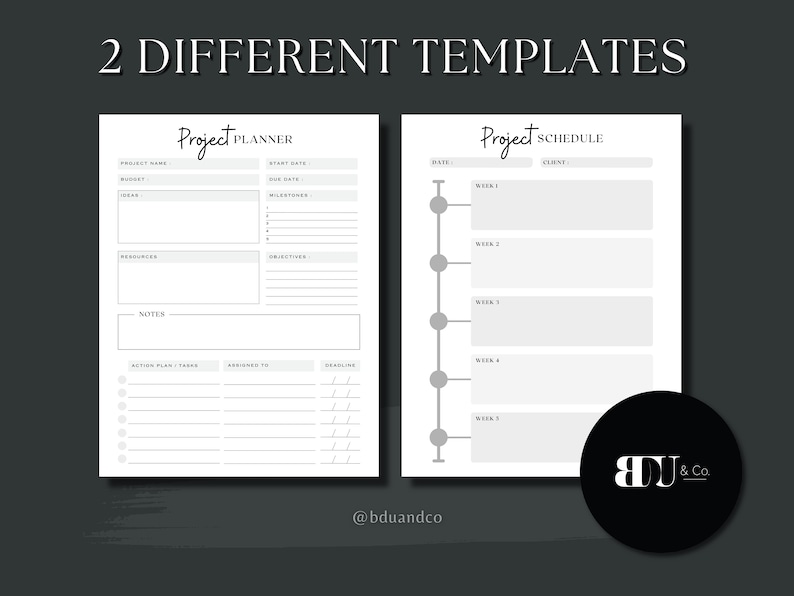 Minimal Project Planner Printable Template (PDF) - Etsy