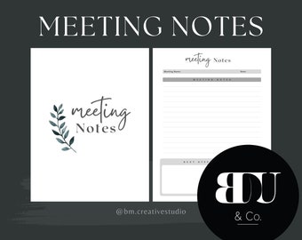 Minimalistic Meeting Notes printable template