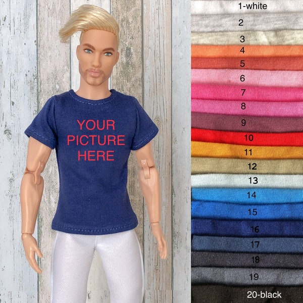 Printed T-shirt for Ken, clothing for dolls