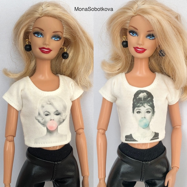 Looser T-shirt with picture for dolls, Doll Clothes 1/6-scale 11,5-inch