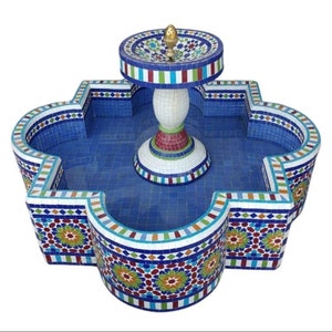 Marokkanische Mosaik-Gartenbrunnen in zellige mit Sockel | Etsy