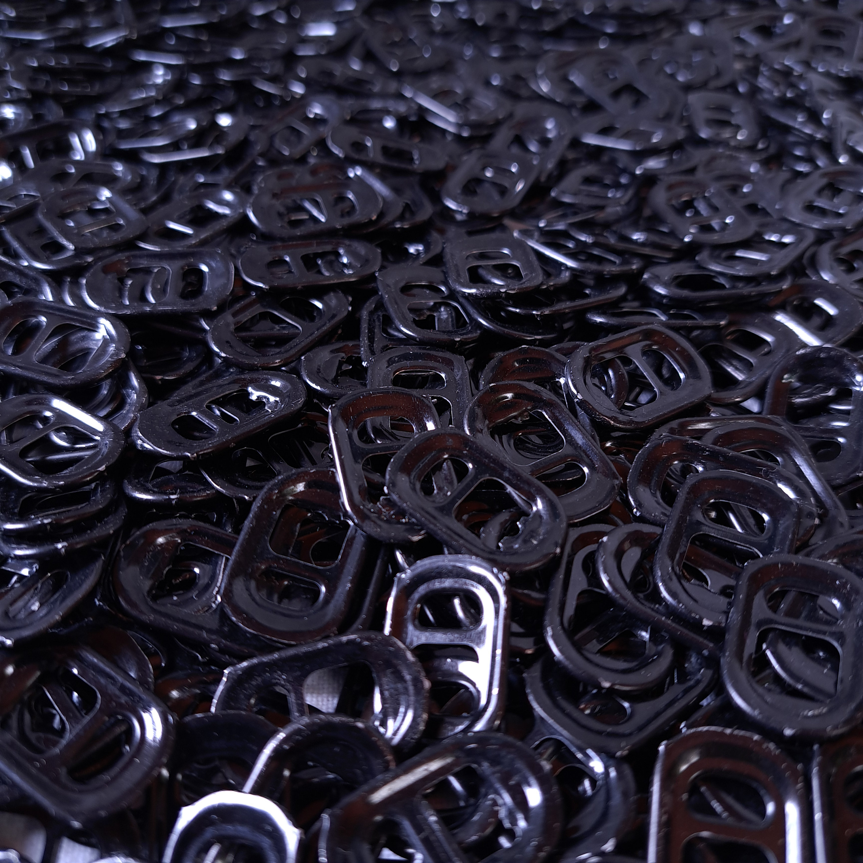 200 Black Aluminum pop/pull tabs for crafts  (2-hole)