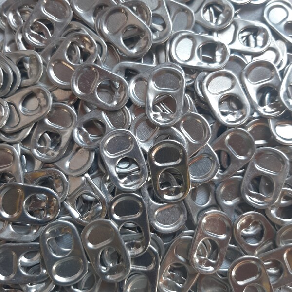 500 silberne Aluminium-Pop-/Soda-/Bierring-Zuglaschen zum Basteln (1 Loch, abgerundete Form)