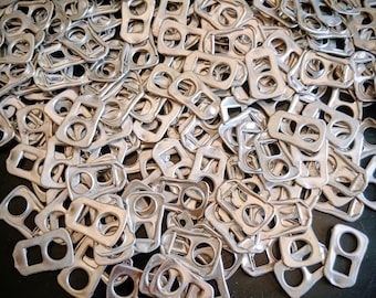 130 Square Head Aluminum Pop/Soda/Beer Ring Pull Tabs for Crafts (2-hole)