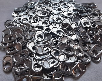 400 Silver Aluminum Pop/Soda/Beer Ring Pull tabs for crafts (1-hole, rounded shape)