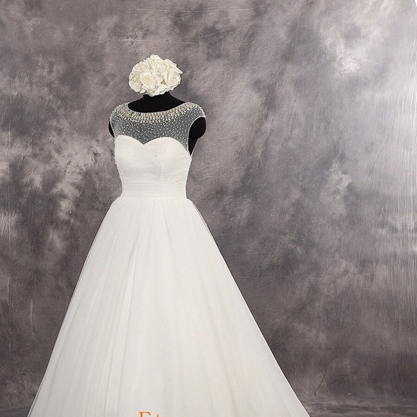 Erschwingliches Brautkleid A Linie mit Perlendekoration für Bräute