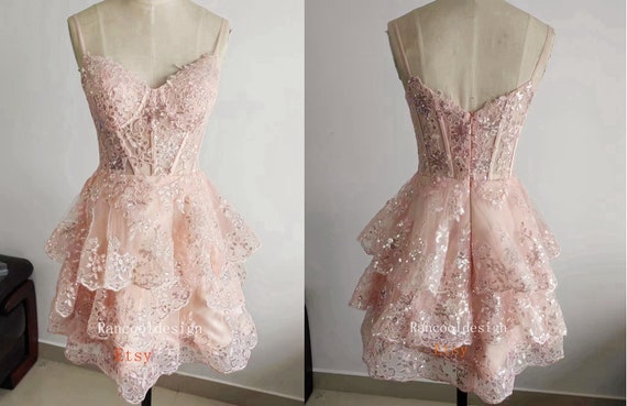 Blush Lace Wedding Receiption Dress Homecoming Dress HOCO Dress Homecoming Dress Short Prom Dress Short Formal Party Dress Etsy Canada