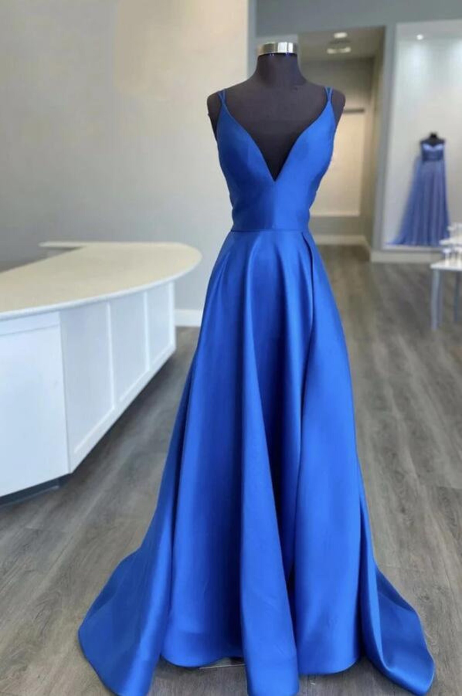 Royal Blue Satin Prom Dress Pageant Dress Formal Dress Girl Etsy