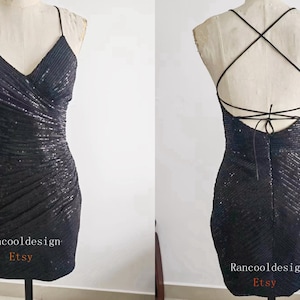 Black Sparkly Homecoming Dress HOCO Dress Short Prom Dress Short Formal Party Dress Wedding Receiption Dress