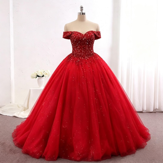 Red Princess Dress for girl Sweet 16 Dress Quinceanera Dress Ball Gown