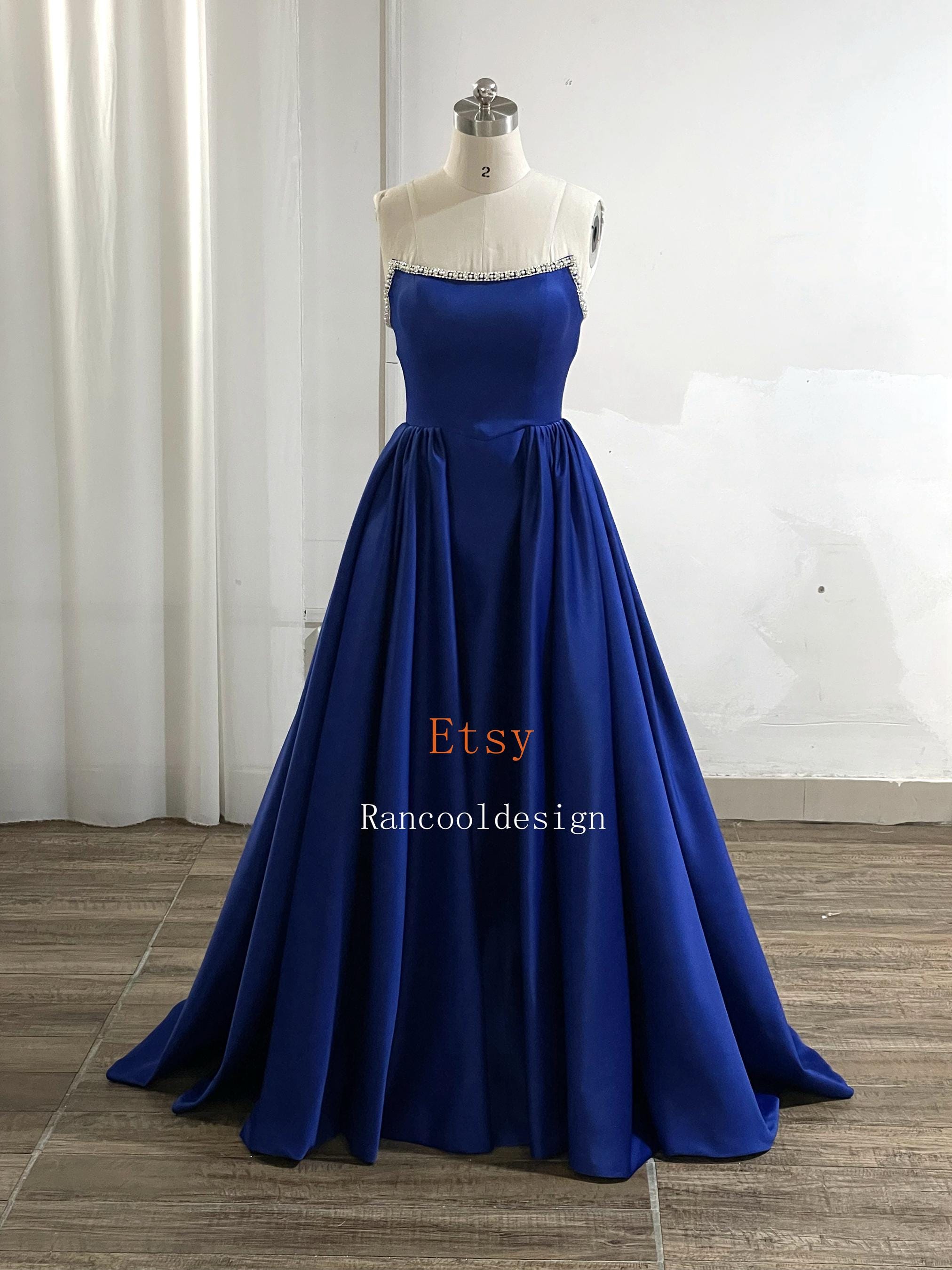 Royal Blue Satin Prom Dress: A-line Evening Gown, Custom Made - Etsy UK Royal Blue Satin Prom Dress: A-line Evening Gown, Custom Made - Etsy UK