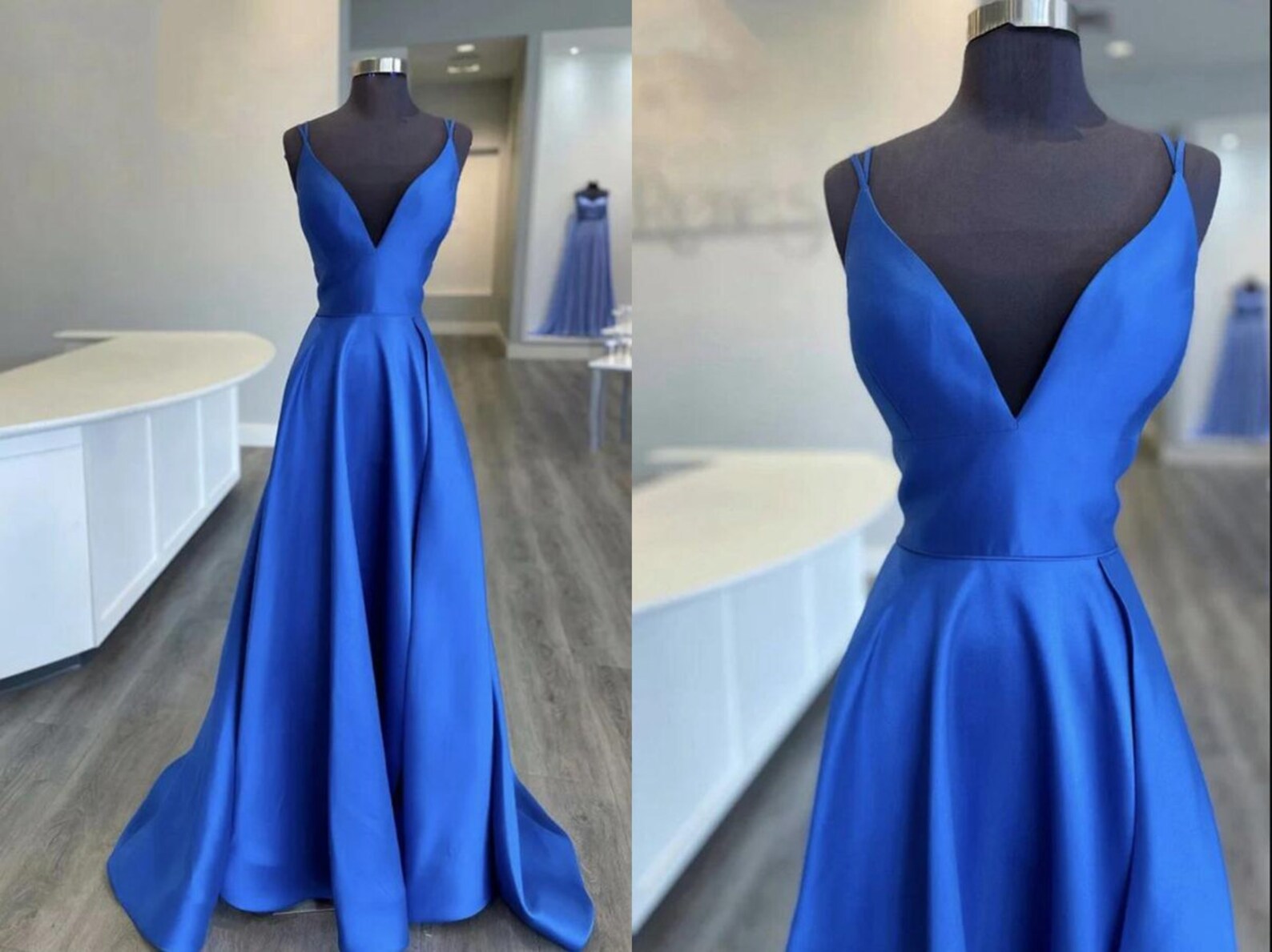 Royal Blue Satin Prom Dress Pageant Dress Formal Dress Girl Etsy