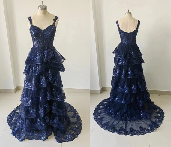 monica lewinsky and the blue dress Navy Blue Velvet Strapless Prom Dress with Sweetheart Neckline, High Slit,  and Sweep Train  SS026  Viniodress