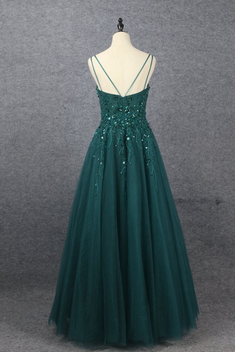 Dark Green Sequins Sweet 16 Ball Gown Wedding Dress Beaded Quinceanera –  SELINADRESS