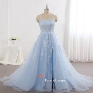 Sky Blue Tulle Dress Slit Skirt Quinceanera Dress Girl Graduation Party Dress For Women Sweet 16 Dress Birthday Dress